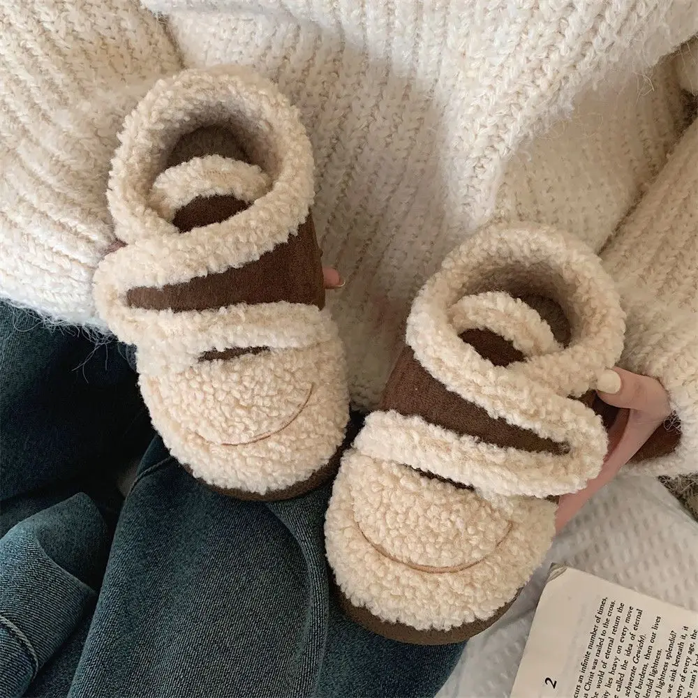 Winter Plush Children\'s Shoes Parent-child Boots Children\'s Lamb Wool Cotton Shoes Winter Warm Boys Girls Plush Bean Shoes