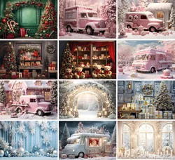 Mehofond Photography Background Winter Christmas Candy Car Window Snow Xmas Tree Kid Family Portrait Decor Backdrop Photo Studio