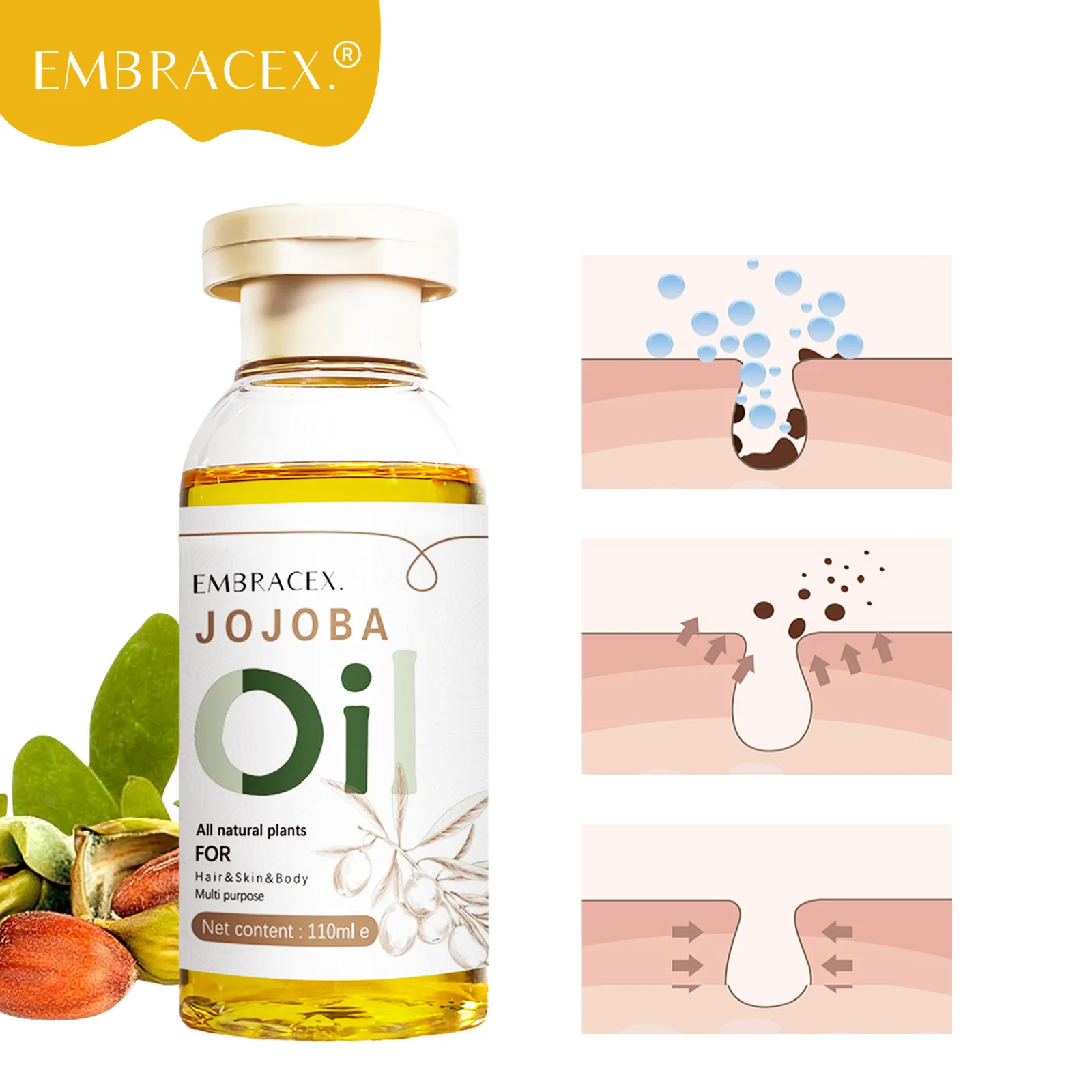 

110ml Jojoba Oil Jojoba Base Oils Jojoba Carrier oils All Skincare Hair Care Types Massage Oils For Women And Man Holiday Gifts