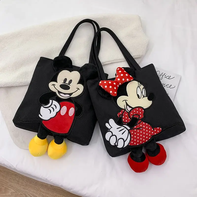 Disney Cartoon Mickey Minnie New Cute Girls Going Out Fashionable Versatile Casual Simple Large Capacity Shoulder Canvas Bag