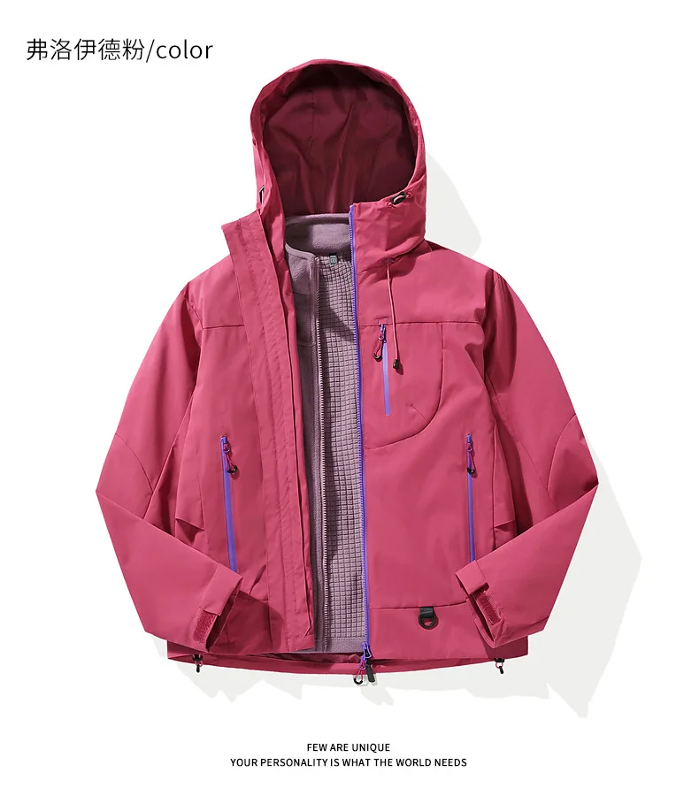 Wind- und wasserdichte Outdoor-Jacken zum Wandern, Camping, Angeln, Bergsteigen, mit Fleece gefütterte, wind- und wasserdichte Mäntel – Detail 28