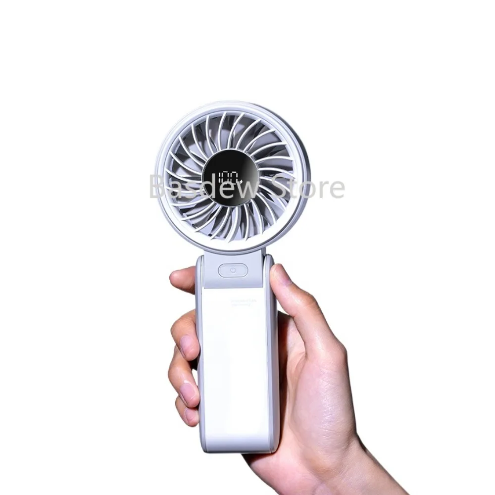 

High-Speed Energy-Saving Handheld Fan USB Mini Portable Folding Halter Fan Mute Large Wind Power Electric Fan Desktop Charging