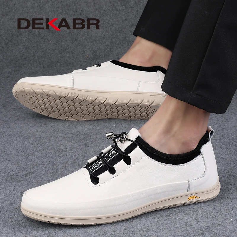 DEKABR Sepatu Kasual Pria Fashion Sepatu Pria Alas Kaki Harian Nyaman Bersirkulasi Kulit Luar Ruangan Sneakers Pria Musim Semi