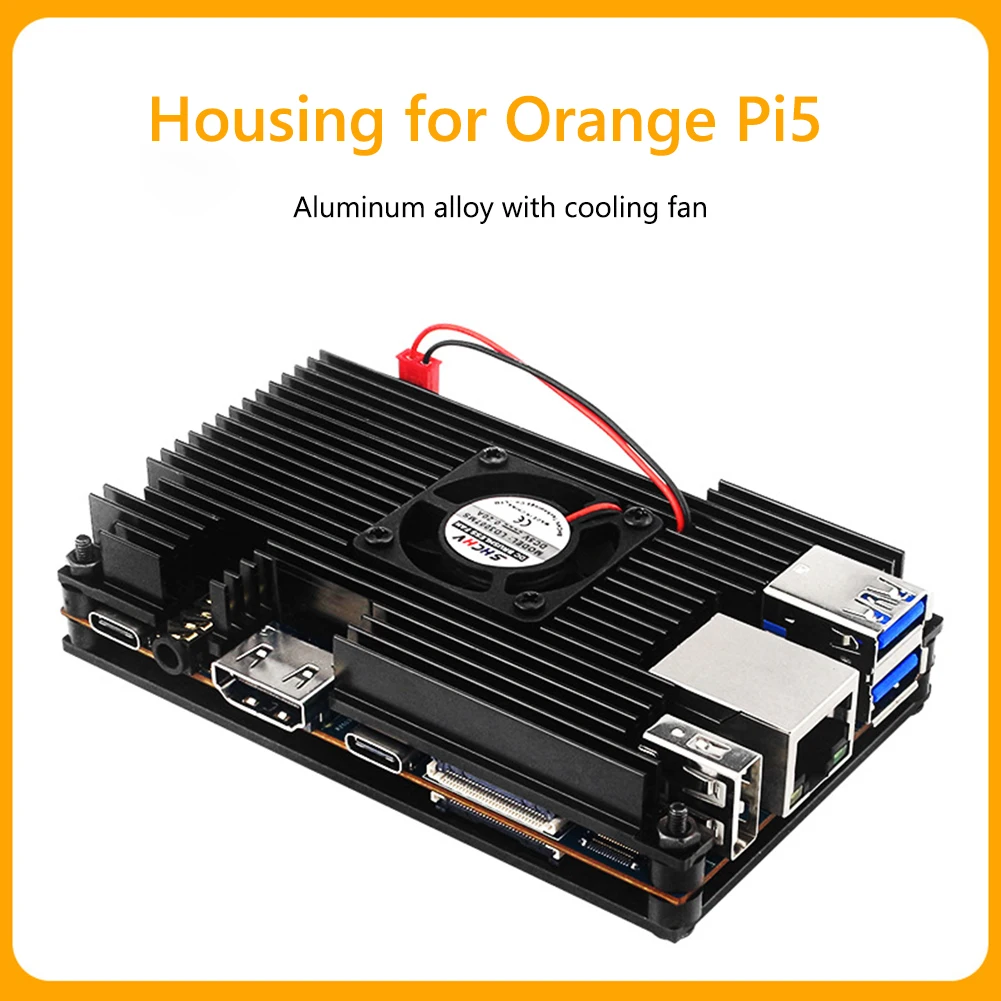 Orange pi 5アーマーケースアルミニウム合金パッシブクーリングファン付きpi 5保護冷却ボックス用