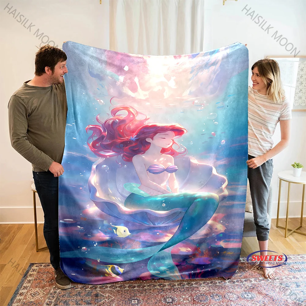 بطانية أميرات ديزني ليتل ميرميد أرييل مطبوعة ثلاثية الأبعاد للمكتب والسفر RV متعددة المشهد للفصول الأربعة متوفرة بسرعة #1