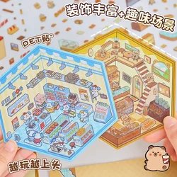 3D DIY Stickers Korean Style Cartoon Landscape Stickers Miniature Cabin Scene Stacking Pasting Hand Account Gift For