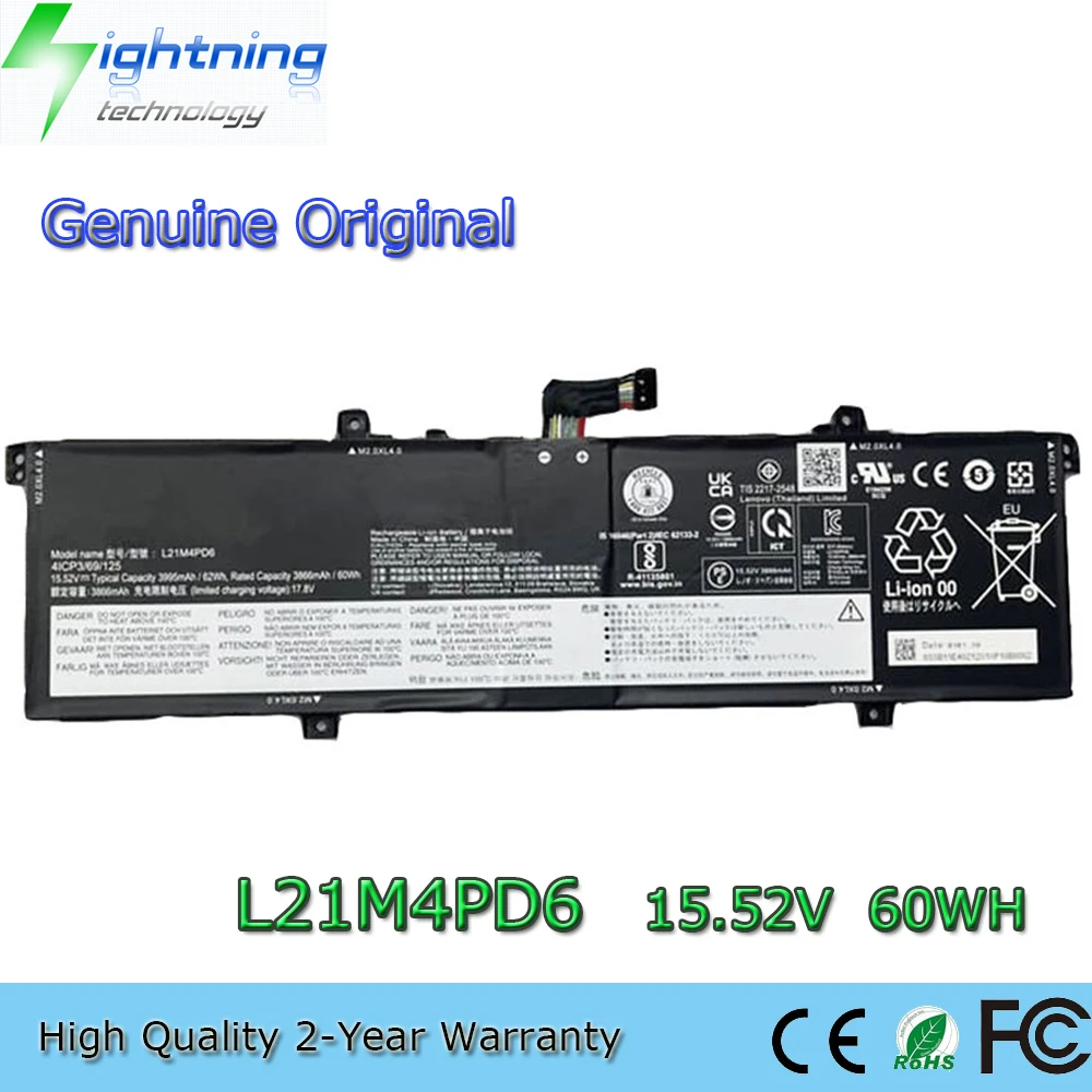 Brand New Genuine Original L21M4PD6 15.52V 62Wh Laptop Battery for Lenovo ThinkBook 14 G4+ IAP ARA L21C3PD5 L21M3PD5