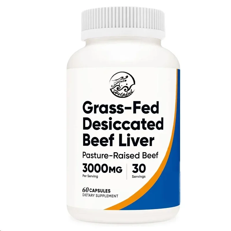

Grass Fed Dried Beef Liver Capsules 3000mg - Hormone Free, Non Genetically Modified Farm Raised, Free Range Beef 60 Capsules