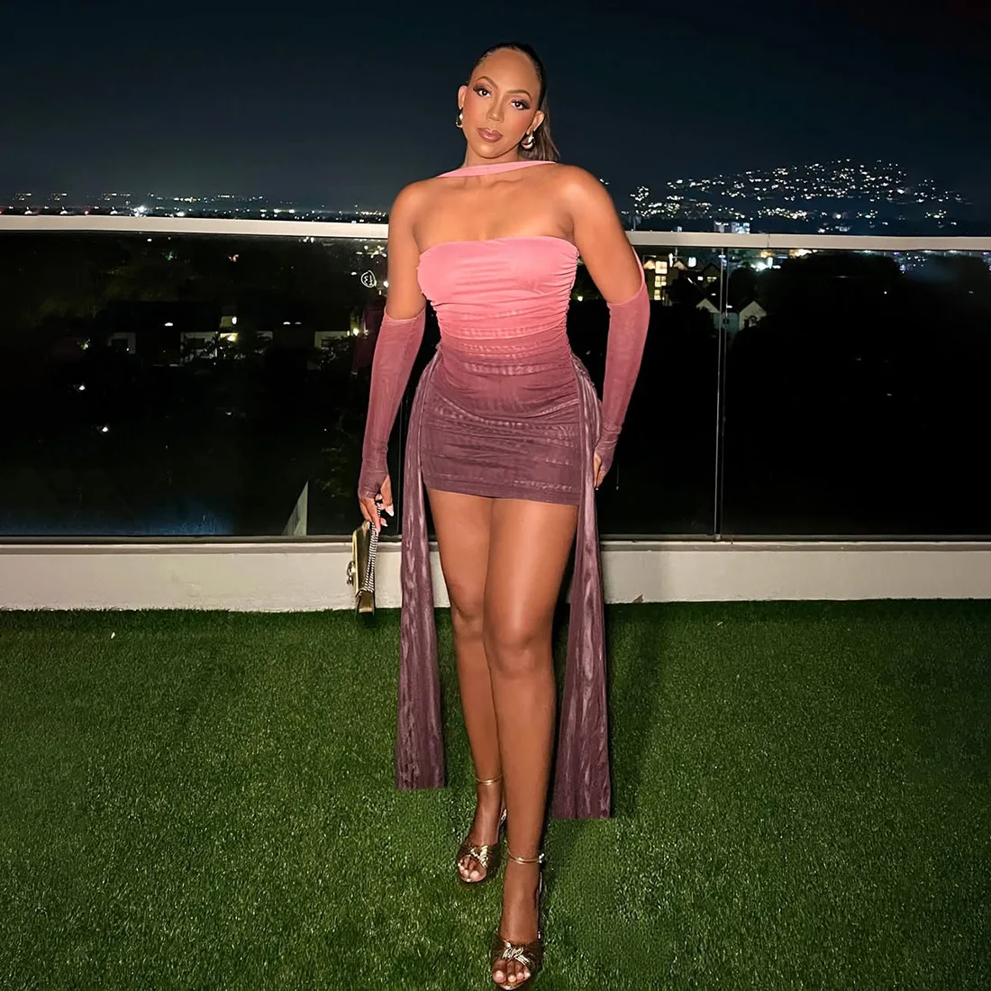 Nova moda feminina curto envoltório cintura alta mini vestido 2025 outfits malha sexy night club festa noite vestido de manga longa y2k