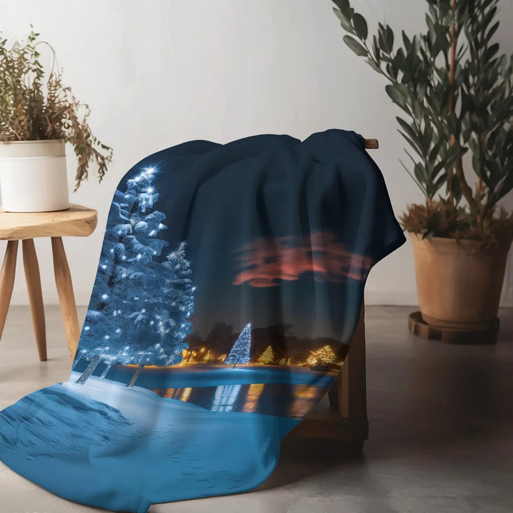 

Tuniu Winter Christmas Throw Blanket Sofa Bed Decorative Warm Fleece Blanket Gift