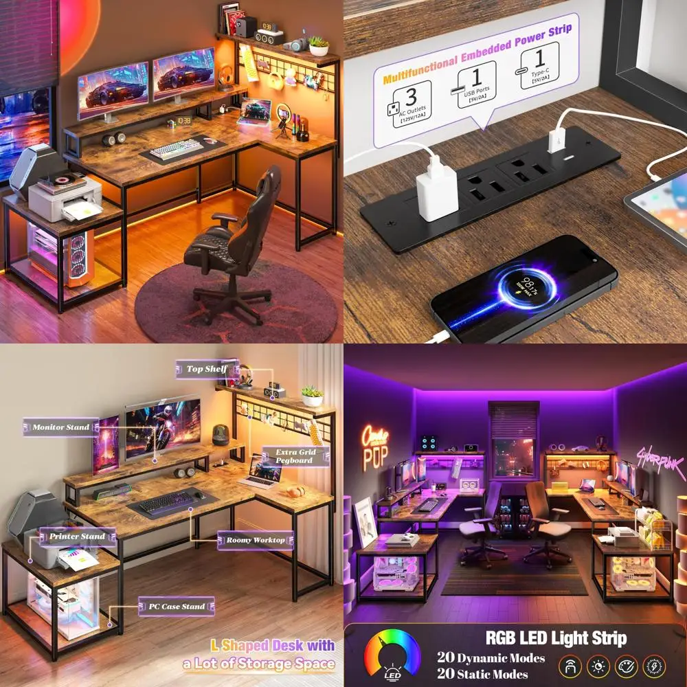 63" L Shaped Gaming…