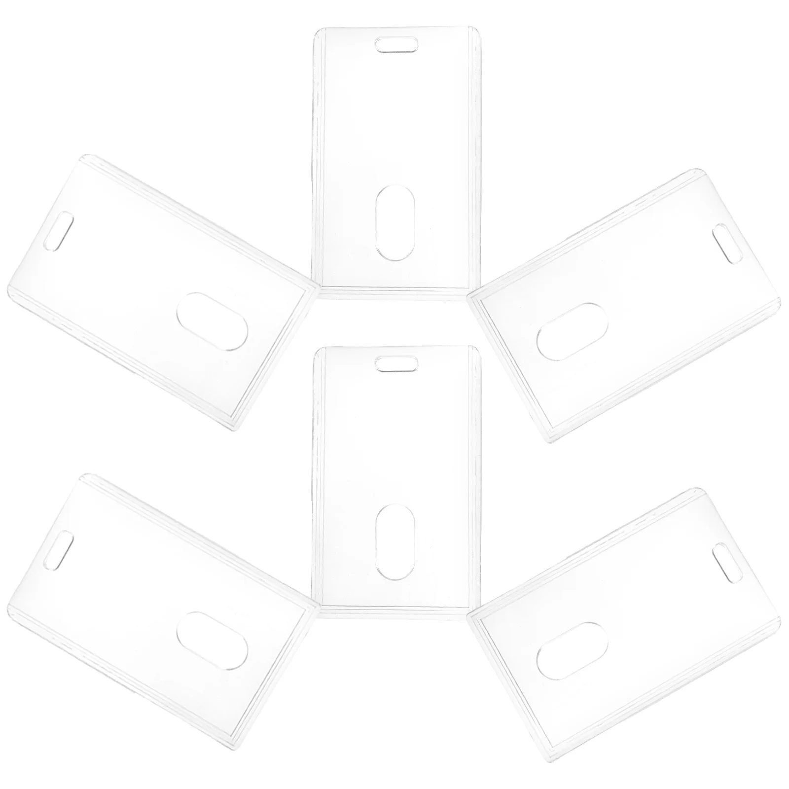

6pcs Clear Badge Name Badge Sleeve Id Card Holder Protective Card Sleeve For Work School Office Factory Lanyard Use