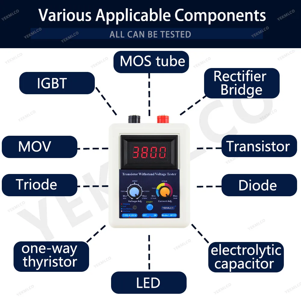 0-3800V IGBT Tester Transistor Spanningstester Diode MOS Triode MOV LED Spanningsvermogen Transistor Weerstaan Spanningstester