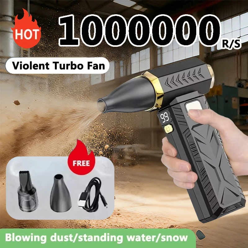 Nouveau Ventilateur Ultra-Puissant 1 000 000 tr/min Souffleur d'Air et Aspirateur à LED avec 6 Vitesses Réglables Moteur Brushless Turbo 2026