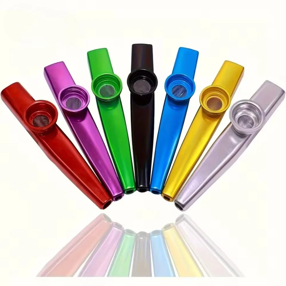 1 PC Kazoo mit einfachem Design, leicht, aus Aluminiumlegierung, Metall, 12 cm, Flötenmembran, Mundstück, 9 Modelle in 6 Farben erhältlich, für Anfänger