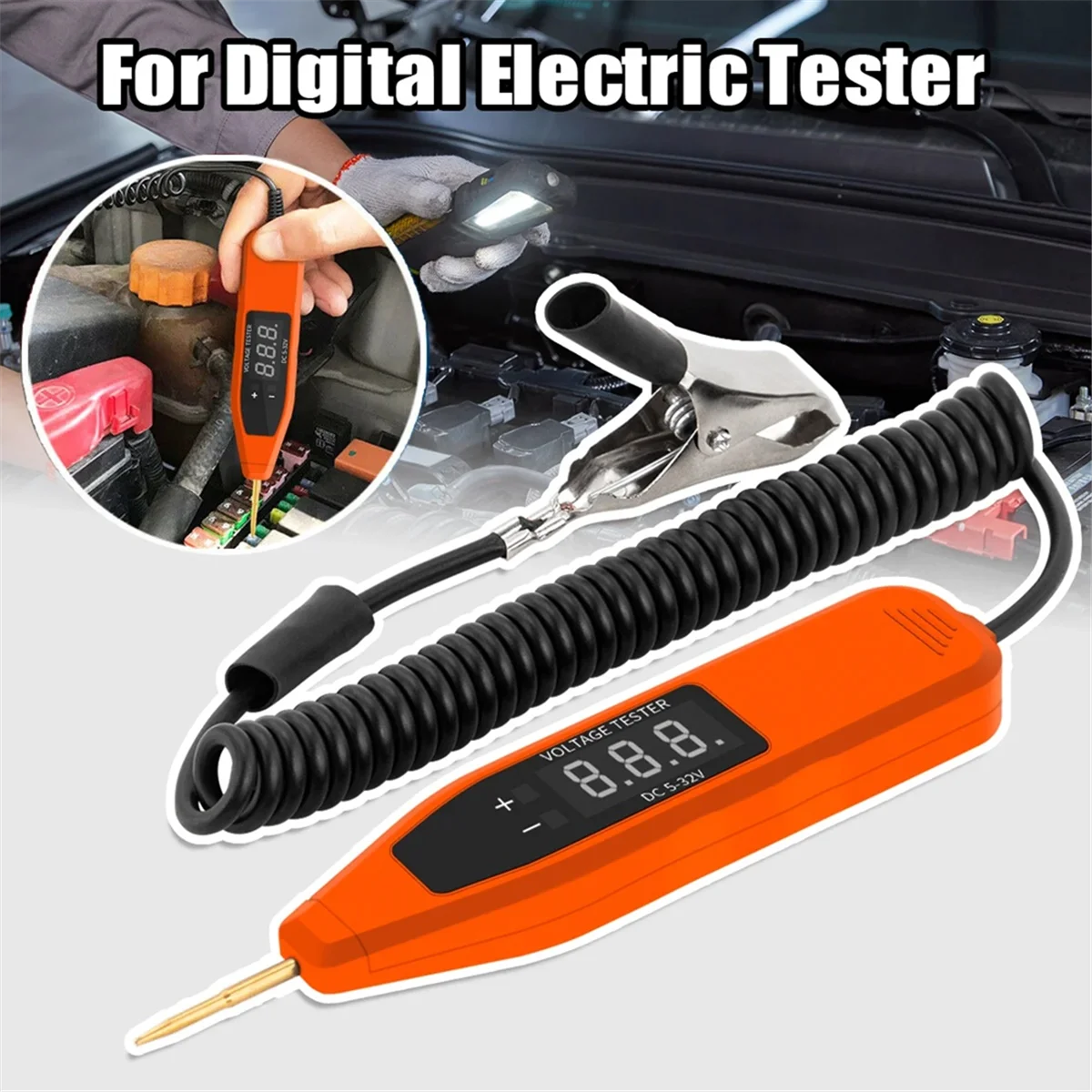 ABNC-Car Fuse Circuit Probe Tester 2.5-32V Electric Digital Display Voltage Test Pen Digital Display Universal Auto