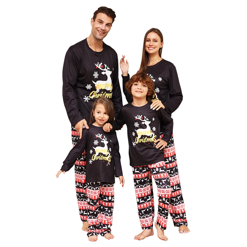 2024 Family Christmas Matching Outfits Adults Kids Pajamas Clothes Set Family Look Dad Mommy And Me Xmas Moose Sleepwear Pyjamas