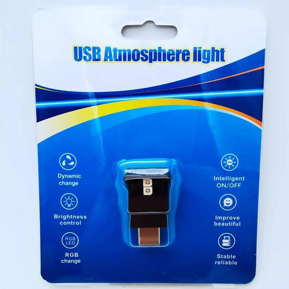 Type-C Adjustable Interior Atmosphere Lamp Car Interior Lamp LED Ambient Light 8 Colors RGB Dynamic Gradient Brightness