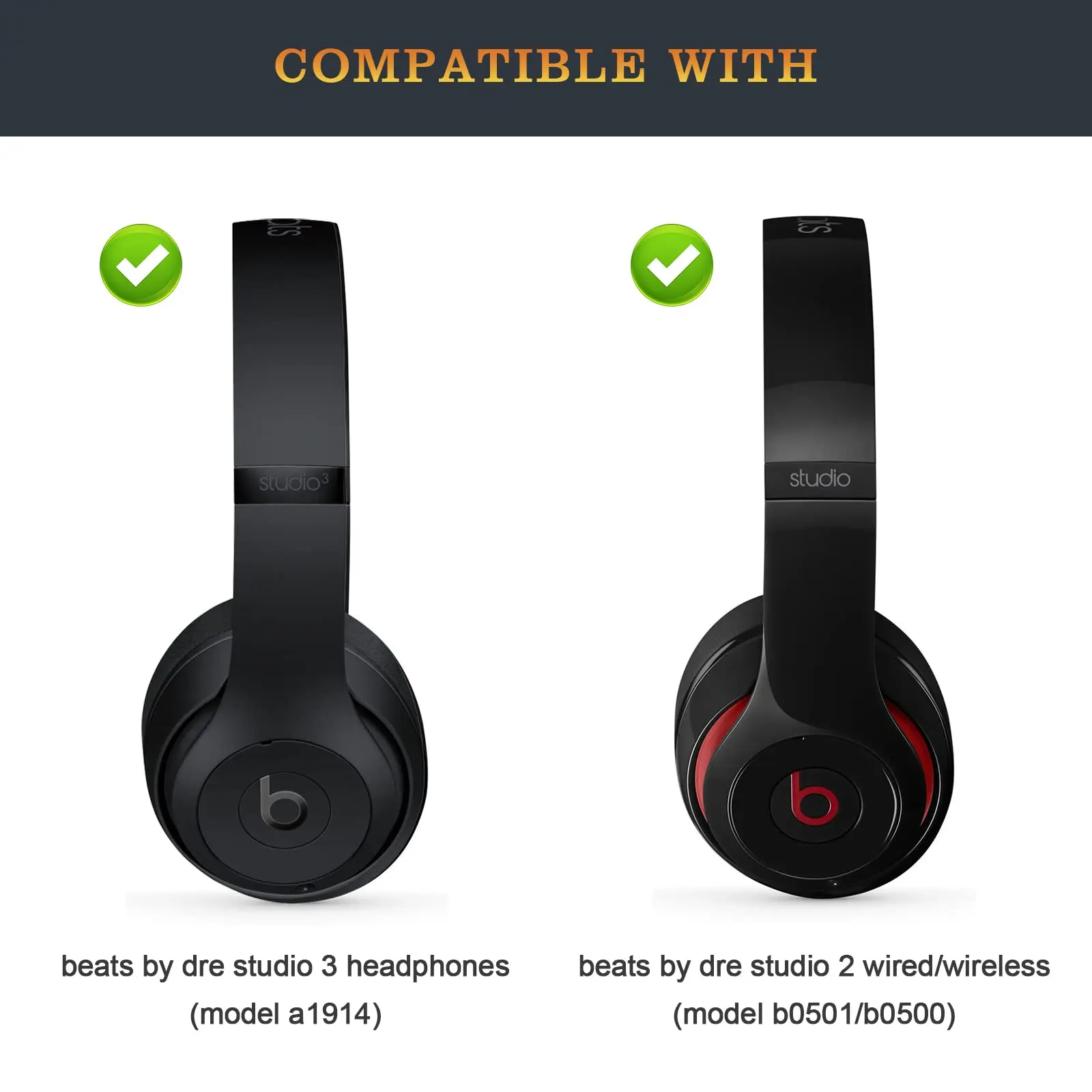 Cooling Gel Replacement Ear Pads Cushions for Beats Studio 2 & Studio 3 Wired & Wireless Headphones, Ear Pads with Memory Foam