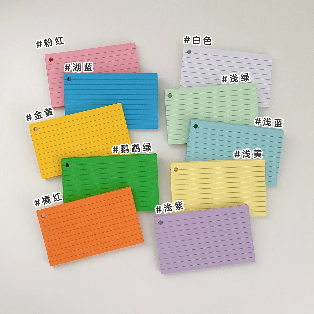 3X50 Buah Buku Memo Garis Horisontal Pengikat Kartu Indeks Daun Longgar Kartu Flash Kartu Revisi Kecil untuk Buku Catatan Kantor Belajar