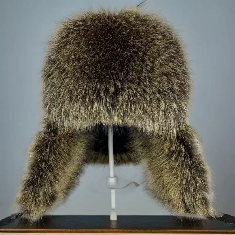 

Men's warm ear-protecting hat classic leather fur