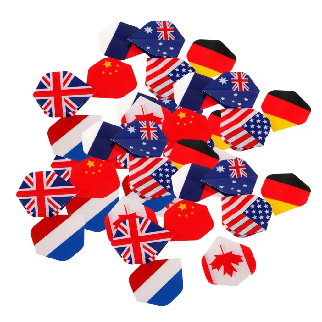 40 Pcs National Flag Pattern Design Darts Flights Standard Shape Premium Extra Strong Darts Replacement Games Accessories