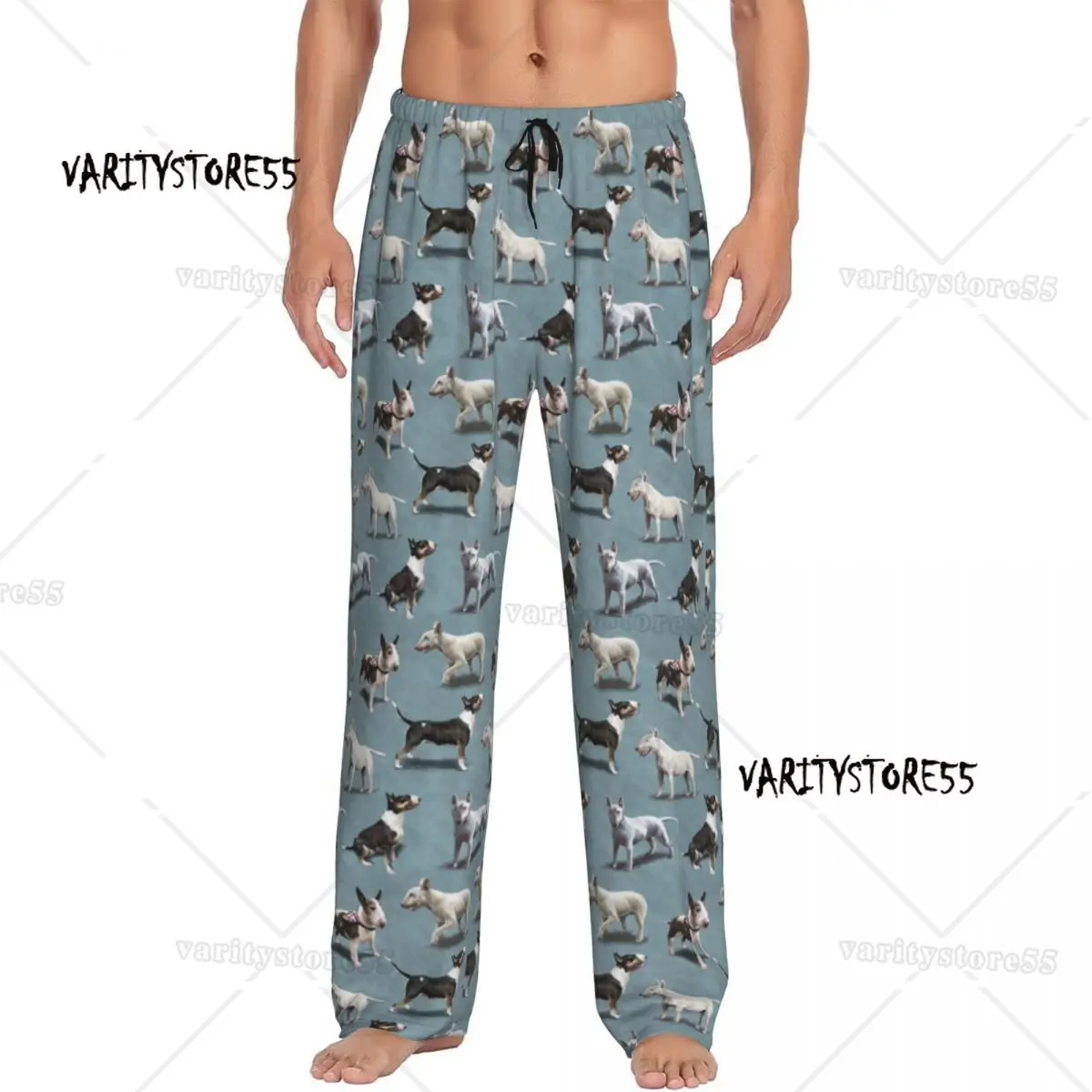 

Пижамные штаны «Бультерьер» на заказ, одежда для сна для мужчин, эластичный пояс, штаны для сна для домашних животных и щенков с карманами