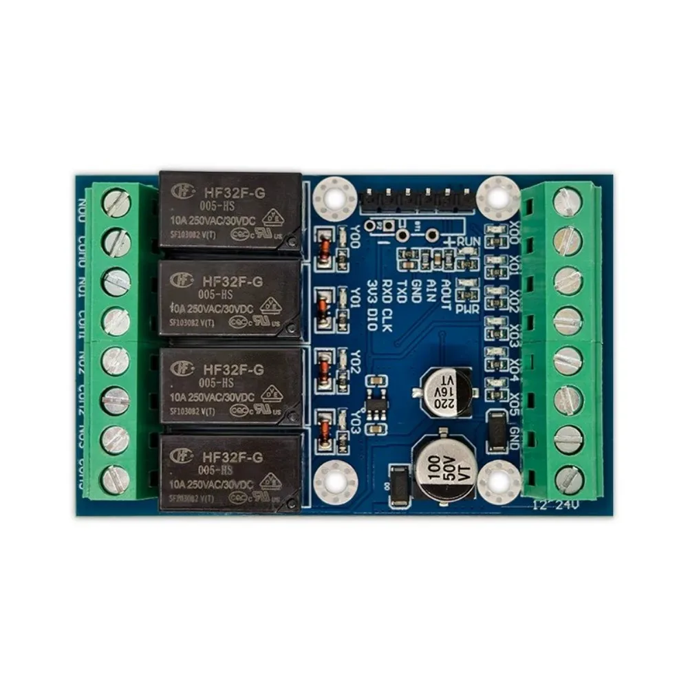 Simple PLC Industrial Control Board 6 Channel Optocoupler Isolation Input 4 Channel Relay Output AD DA Analog Serial Port Board