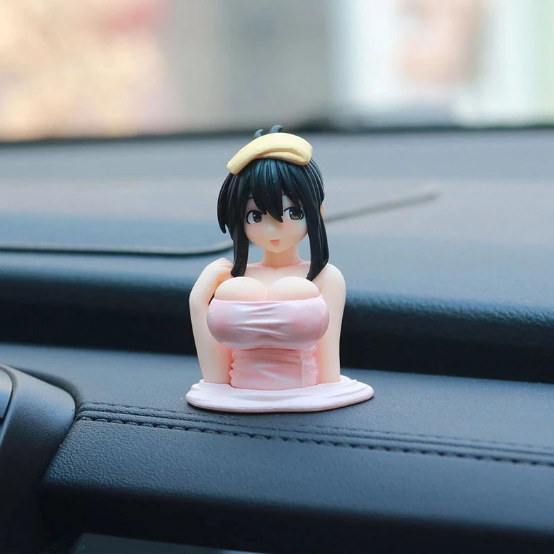 Sexy Anime Shaking Boobs Console Dashboard Interior Accessory Girls Boys Kanako For Car Sexy Doll Figurine Car Decoration GIFT