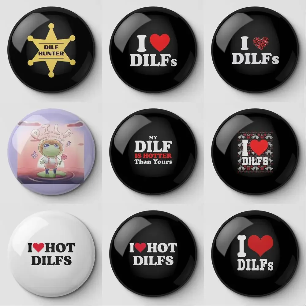 Love Dilfs Hot Dads Shirt Heart Soft Button Pin Customizable Funny Clothes Brooch Lapel Pin Collar Badge Gift Hat Creative