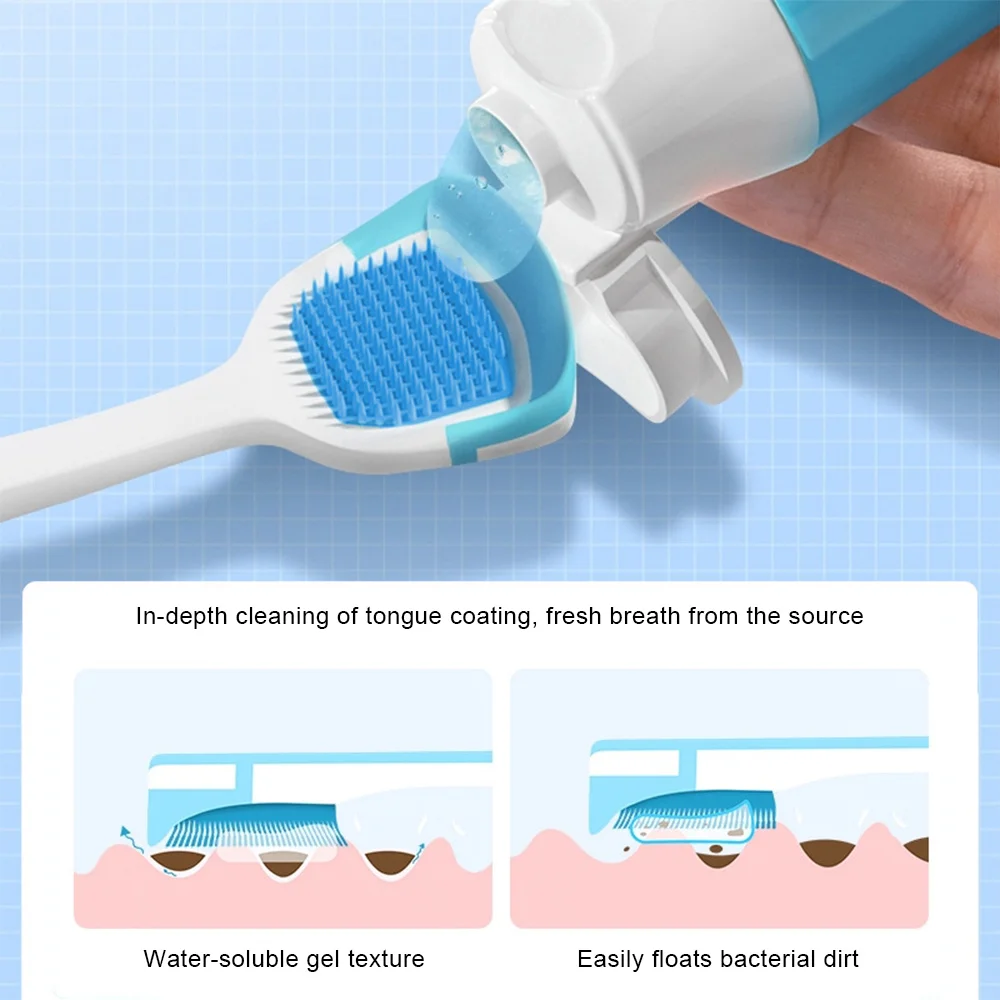 Tongue Cleansing Gel With Silicone Scraper Cleaning Brush Coating Set Mint Freshen Breathremove Bad Breath Scrape Coating Odor