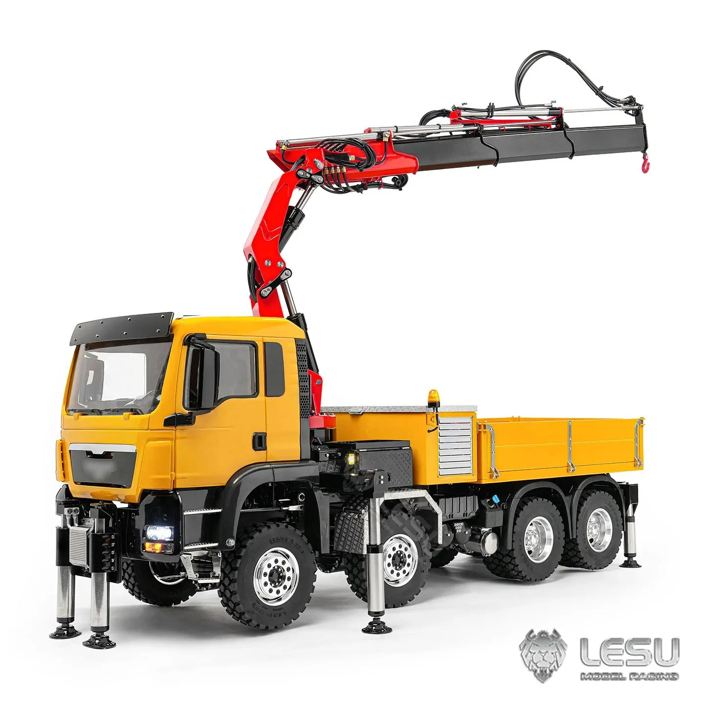 LESU RC Crane Truck 1/14 TGS 8X8 Hydraulic Truck-Mounted Crane Metal Dump Truck Model Toy RTR Version LS-Z0082