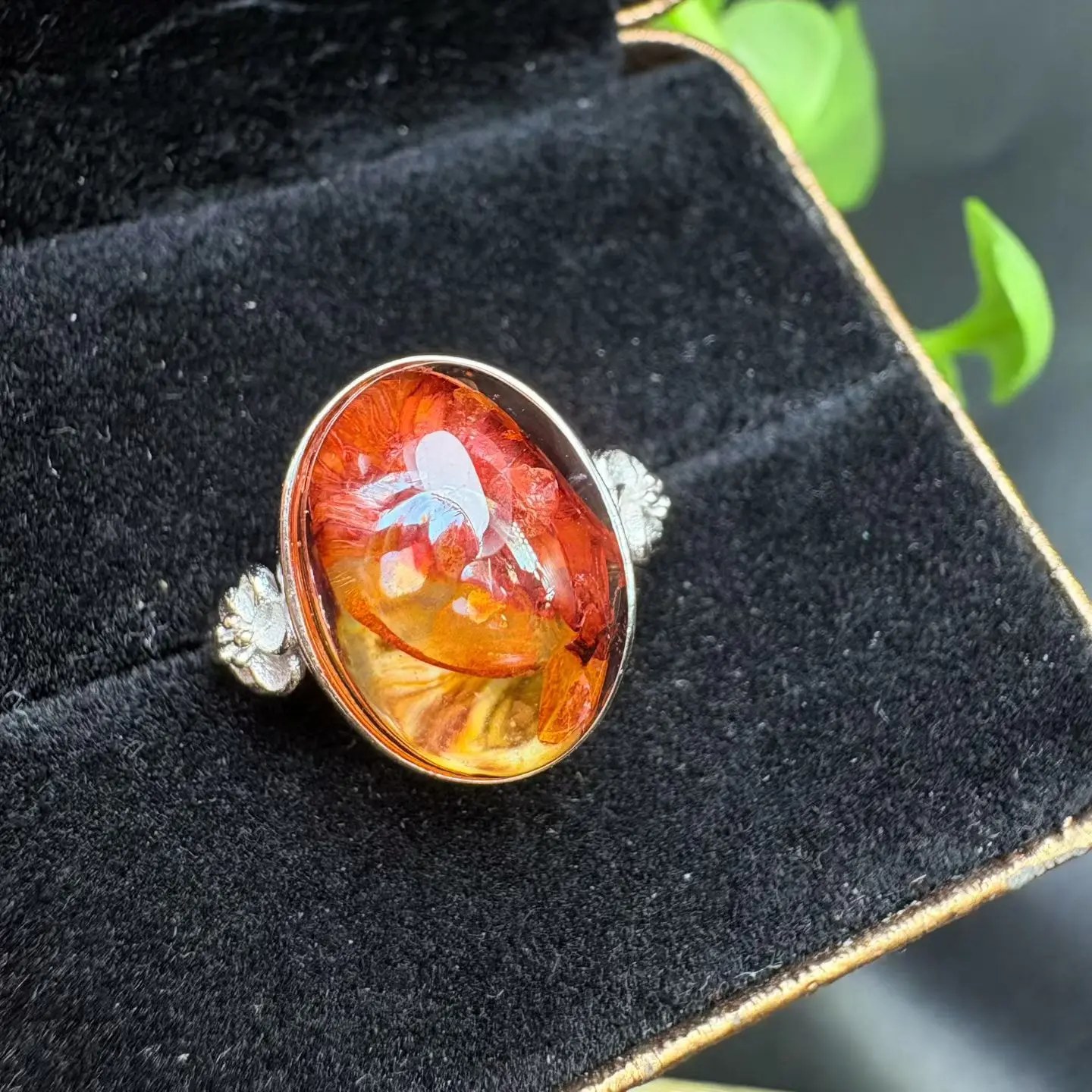 

1 шт. Fengbaowu натуральный красный кварц гематоида овальное кольцо с кабошоном стерлингового серебра 925 пробы рейки целебный камень ювелирные изделия подарок для женщин