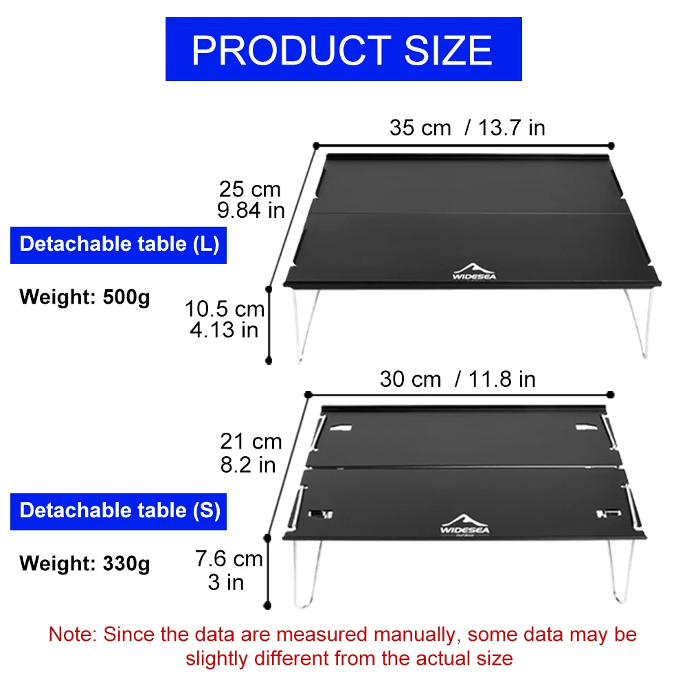 Widesea Camping Table Foldable Aluminium Detachable Desktop Outdoor Picnic Hiking Fishing Travel Ultra Light Portable Furniture