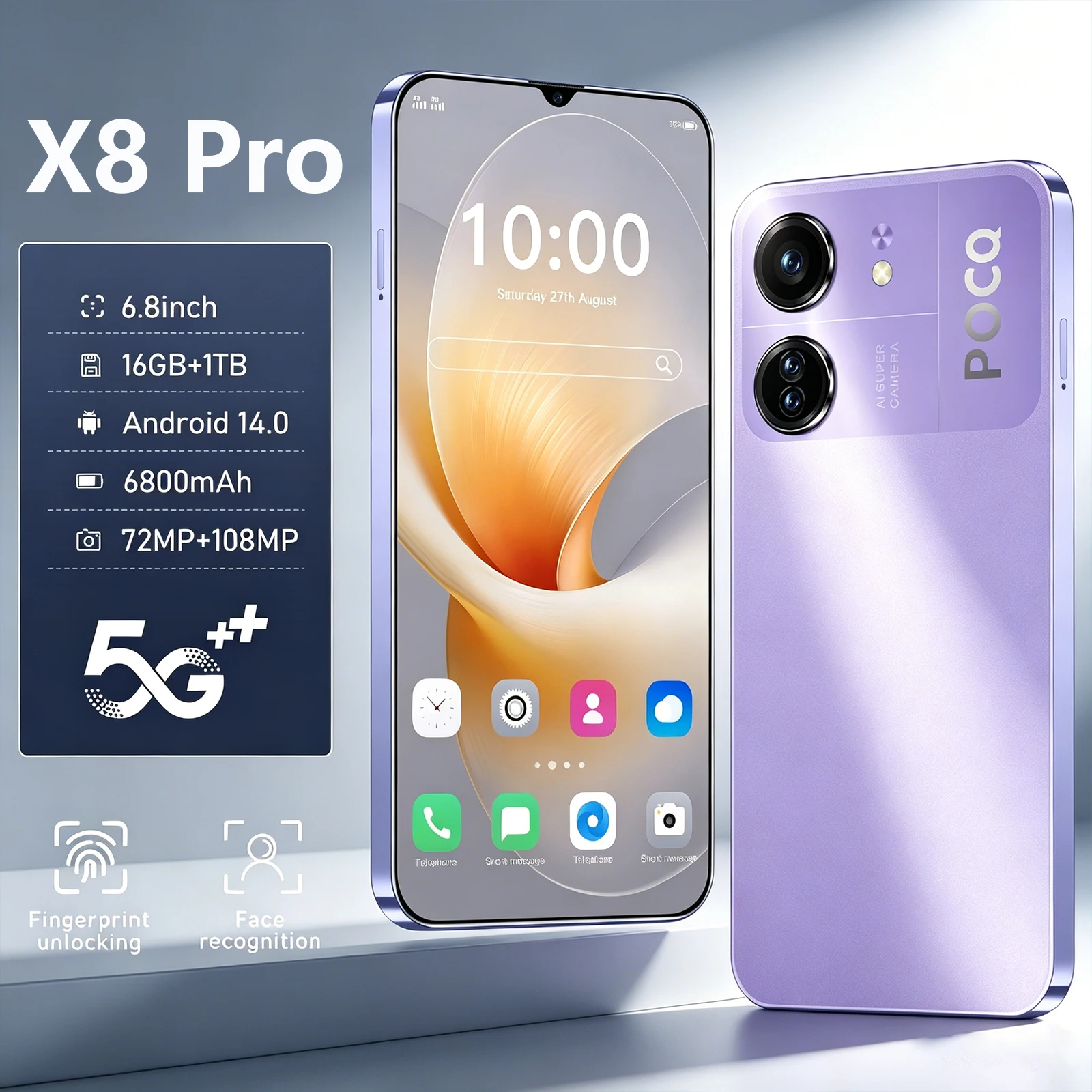 

2026 New Hot X8 Pro original global version HQ intelligent WiFi GPS 6800mAh battery dual card dual standby