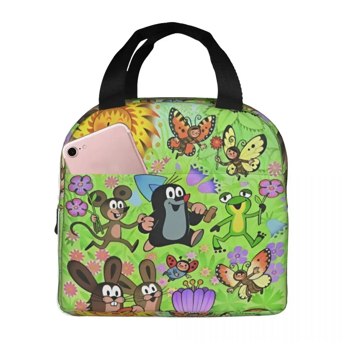 The Little Mole Sun Insulated Lunch Bags High Capacity Cartoon Friends Together Meal Container Thermal Bag Tote Lunch Box Beach