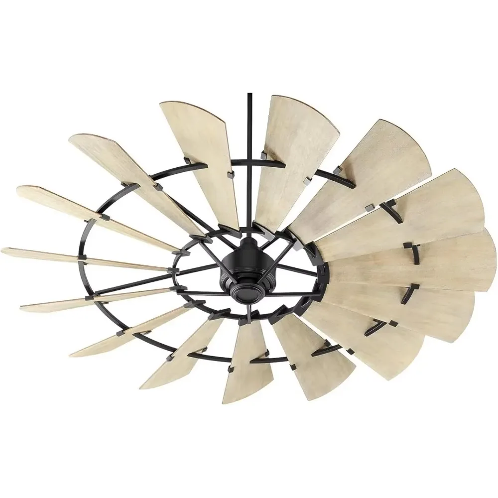 97215-69 Indoor Windmill Ceiling Fan in Noir with Weathered Oak Blades