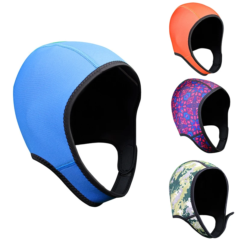 Capô De Mergulho, 2.5mm Neoprene Thermal Diving Cap, Stretchable Surf Swimming Cap Com Chin Strap para Adultos/Crianças