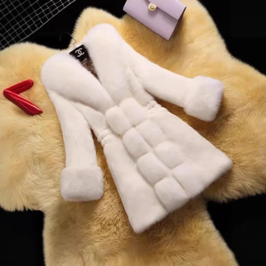 خريف شتاء جديد المرأة متوسطة طويلة تقليد المنك الشعر تقليد الفراء أرنب الشعر الثعلب طوق الشعر حجم كبير سليم صالح معطف