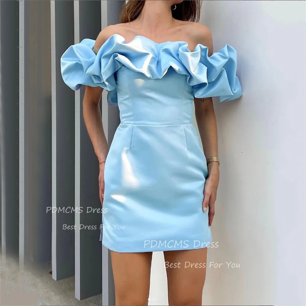 

Simple Sexy Off Shoulder Short Prom Dress Short فستان حفلة موسيقية Satin Dress Платье для бала Mini Evening Party Gown for Women