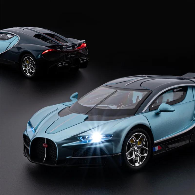 1:24 Tourbillon Chiron Legierung Sportwagen Modell Druckguss Metall Super Racing Fahrzeuge Auto Modell Sound und Licht Simulation Kinder Geschenk