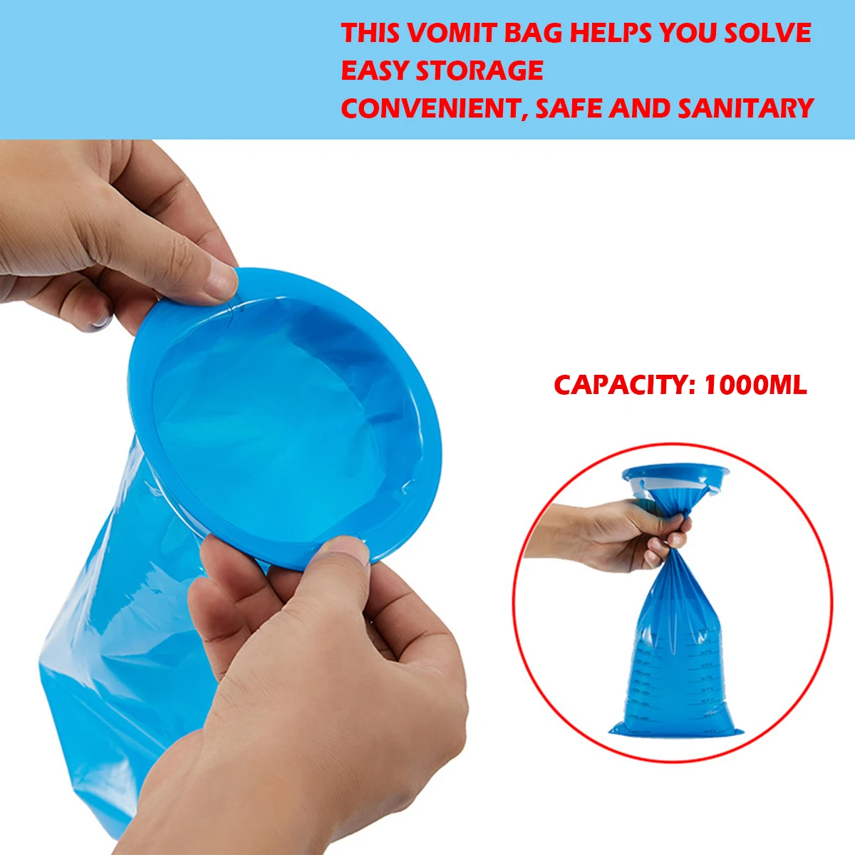 10/20/50Pcs Sick Bags 1000ML Portable Disposable Travel Car Airplane Motion Sickness Nausea Vomit Cleaning Bag Secure Leak-proof