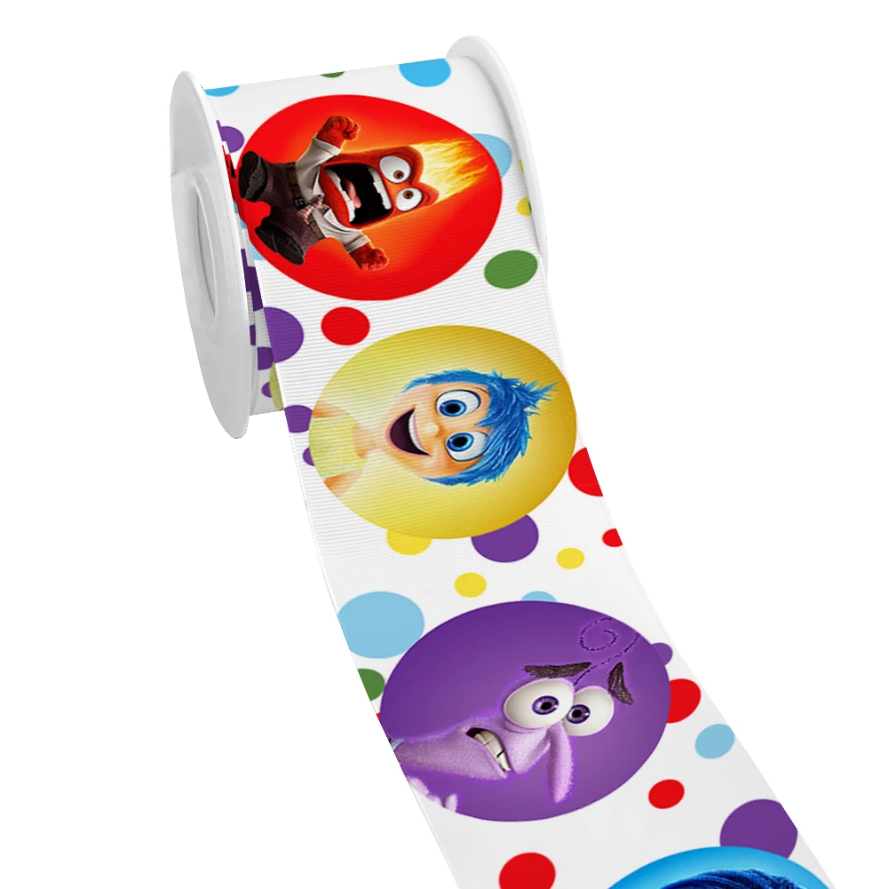 MINIS Disney Cartoon Inside Out 2 Character Printing nastro in Grosgrain 5Yards per fiocchi per capelli fai da te Merry Party Dec Meterials