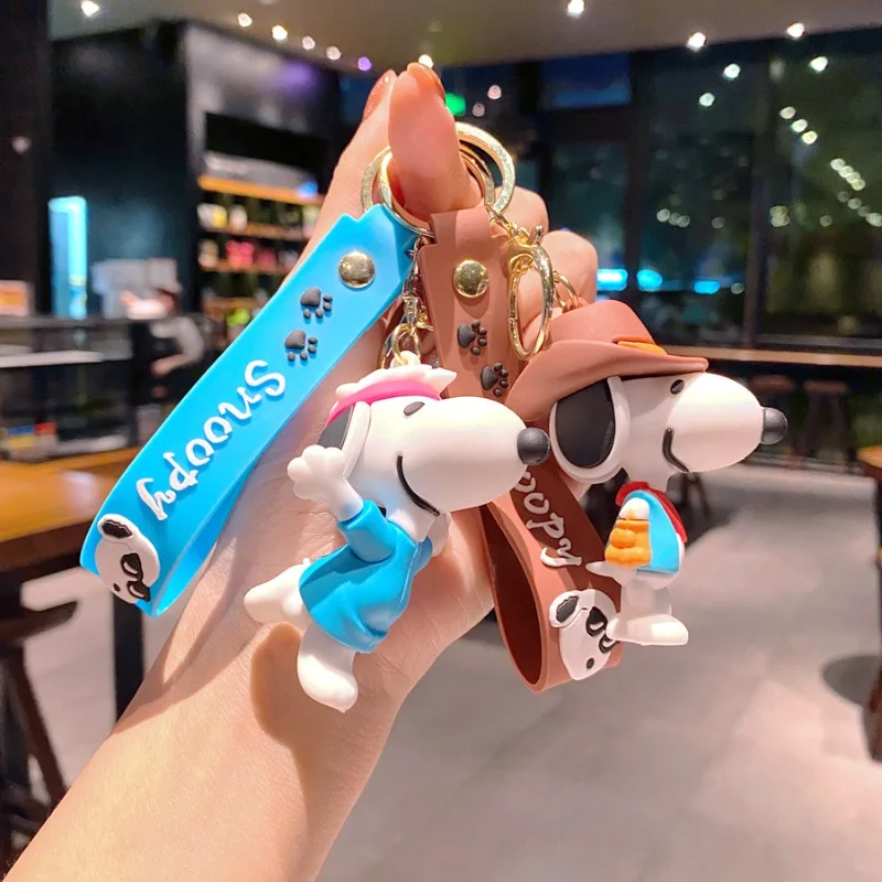 

New Style Snoopyed Charlie Cartoon Peripheral Keychain Cartoon Car Keychain Cute Bag Pendant Drop Glue Doll Small Gifts