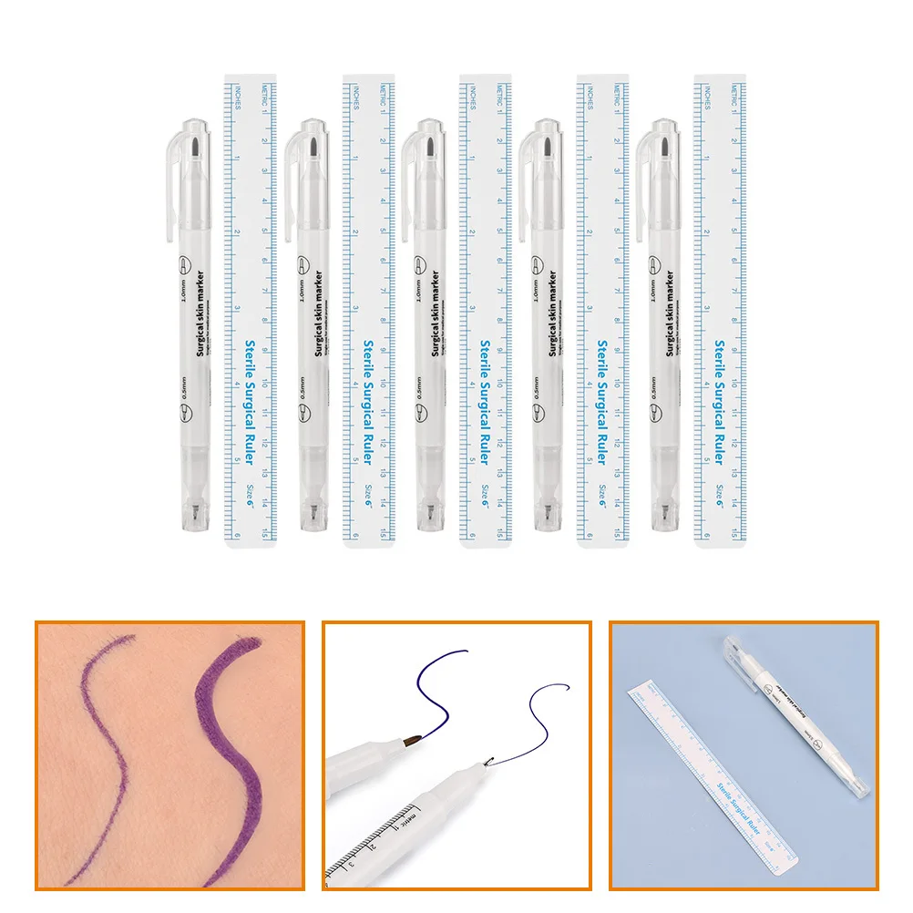 5 комплектов профессиональных ручек для позиционирования татуировок для бровей, безопасных для кожи маркеров для картирования бровей, микроблейдинга, татуировки губ с линейкой