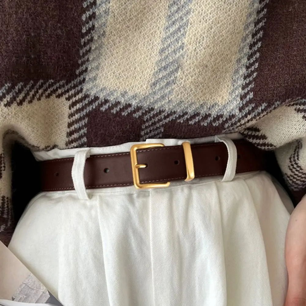

Casual Fashion Leather Belt Adjustable Thin Waistband Belt Solid Color Metal Buckle Women Belt Personalized