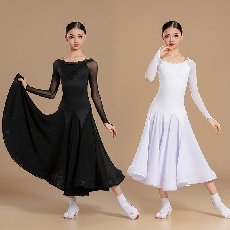 Customized Modern Dance Dress Girls' White Practice Clothes Children's National Standard Competition Art Exam Performance Dress