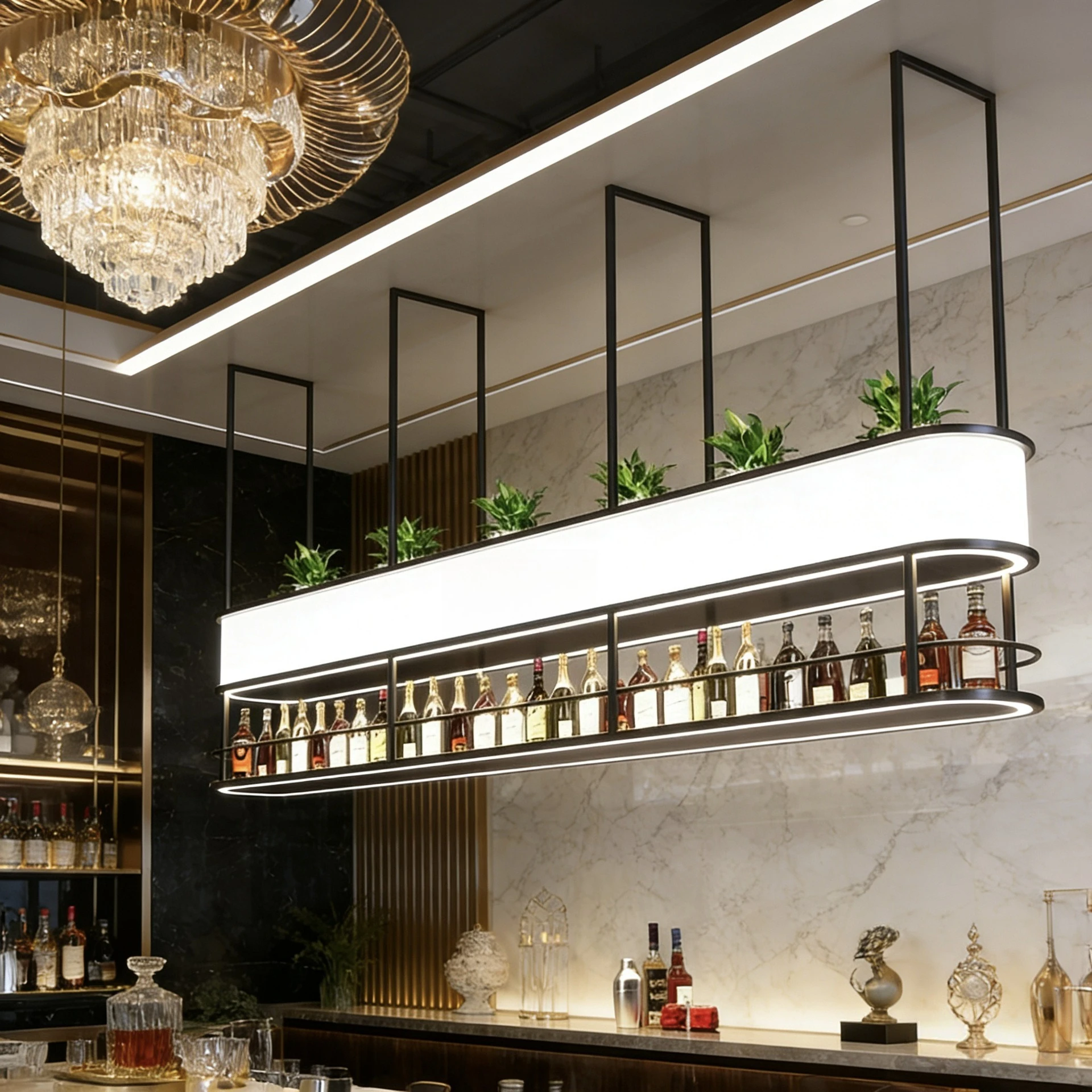 Bar front desk wine rack hanger light luminous red wine cabinet foreign wine rack decorative rack