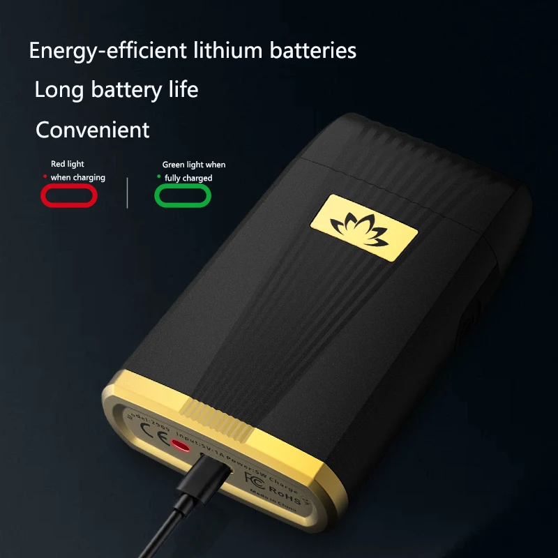 Stlf preto lâmina dupla folha sem fio recarregável viagem barbeador elétrico fabricante para homem barbeador careca aparador de barba