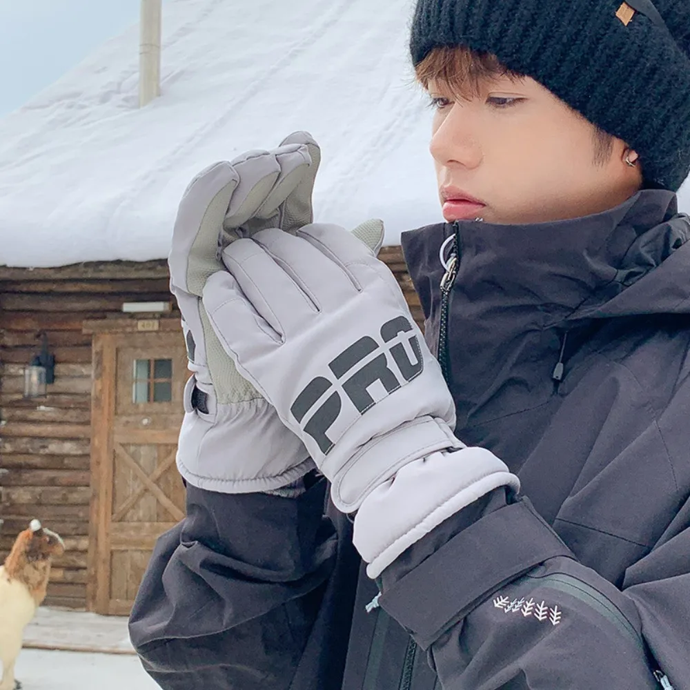 

Protective Gears Full Finger Skiing Gloves Thick Waterproof Winter Warm Gloves Plush Windproof Snow Gloves Snowmobile
